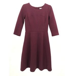 Boden Women's Maroon Quilted 3.4 Sleeve Fit & Flare Dress Size 6